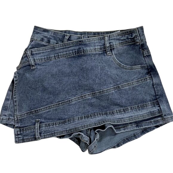 Vintage Upcycled Demin Mini Skort Skirt ‎ XS - Picture 2 of 8
